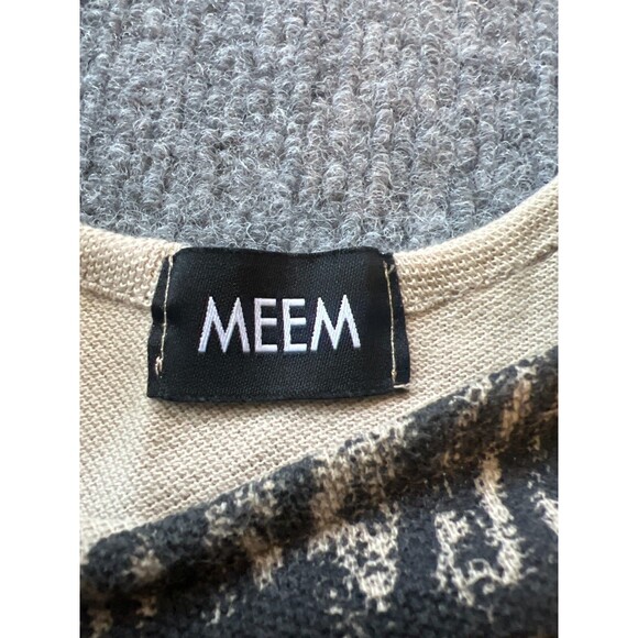 Meem Label Womens Black Beige Printed Open Sleeve Sheath Dress Size Small - Picture 4 of 8